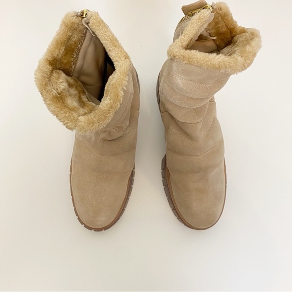 Free People Fable Faux Fur Chunky Boot Sand Suede Platform Combat - Picture 3 of 10